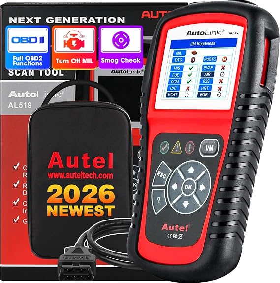 Autel AutoLink AL519 Car OBD2 Scanner, Classic Enhanced Mode 6 Engine Fault Code Reader OBDII CAN Diagnostic Scan Tool, One-Click Smog Check, DTC Lookup, Upgraded of AL319, Lifetime Free Update | Engine Fault Code Reader OBDII CAN Diagnostic Scan Tool, One-Click Smog Check, DTC Lookup, Upgraded of AL319, Free Update