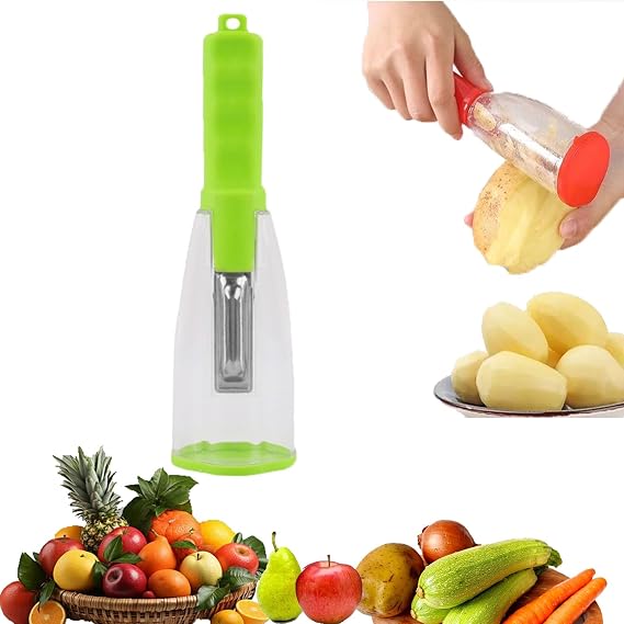 Vegetable peelers for kitchen, Potato Peeler, Fruit Carrot Veggie Peelers Built-in peel catcher, Peeler with Ergonomic Non-Slip Handle,Dishwasher safe for home, office and camping(Green)