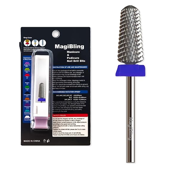6.6mm Super Cut Tapered Barrel Nail Drill Bit, 3/32 Safety Round Top Tungsten Carbide E-File Bit, Upward Deep Cut for Fast Gel & Acrylic Removal, Right-Handed Professional Manicure Tools, Medium