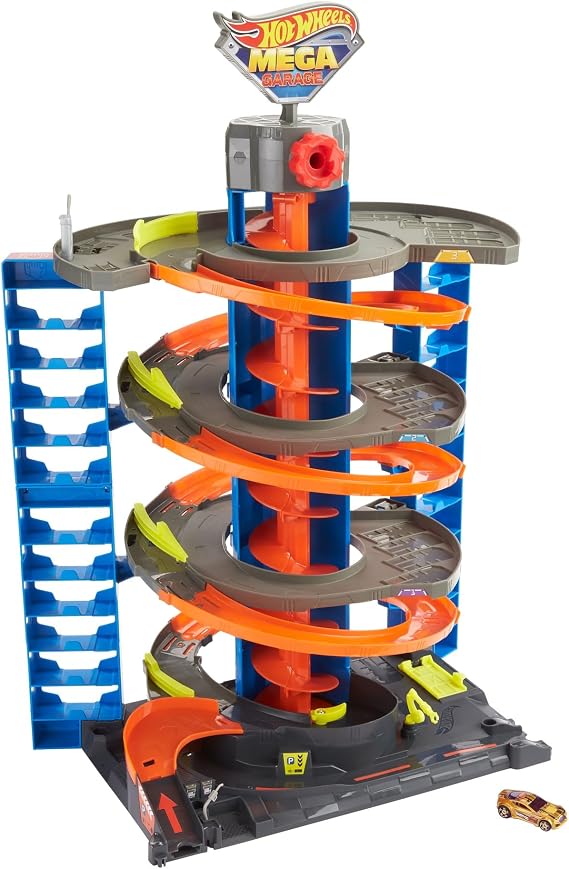 Hot Wheels GTT95 Mega Garage, Includes 1 Original Mini Car