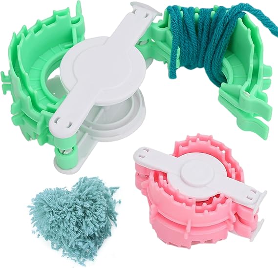 2Pcs Pom Pom Maker,Heart Shape Pompom Maker, Yarn Spinner for Kids & Adults, Pom Pom Maker for Yarn, Fluff Ball, Knitting and Craft Project(Small + Large)