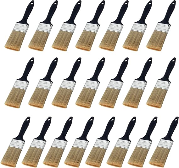 Inch Paint Brush,Flat Paint Brushes Professional Paint Tools with Treated Plastic Handle for DIY Paint,Furniture,Deck,and Wall Trim (2 inches)