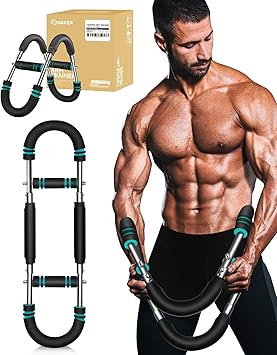 Saker Twister Arm Trainer, Power Twist Arm Trainer, Adjustable Resistance Portable Home Gym Equipment for Upper Body Strength Training, Detachable Spring Chest Exerciser