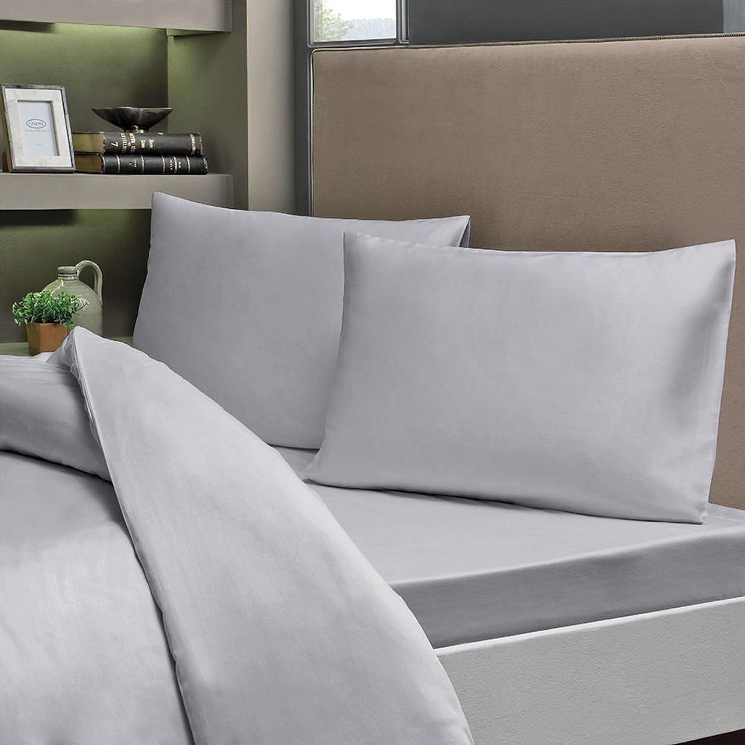Ensemble de feuilles de caoutchouc Mer-Tim Cotton Ranforce Double Jumbo Size 200x200 - Gris