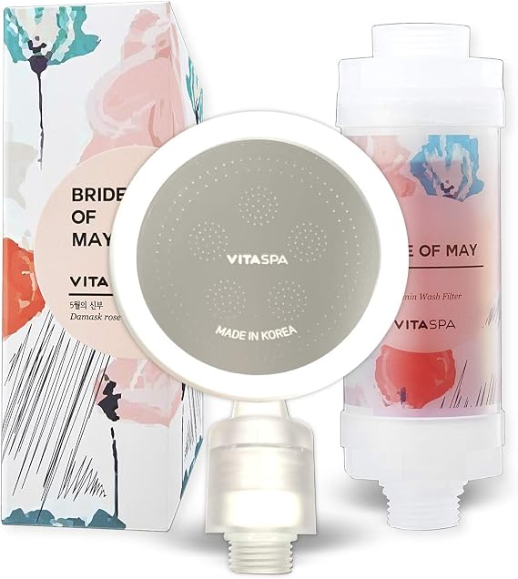 Vitamin C Shower Head Filter Set Made in Korea (Red) - Exellent Skin & Hair Enhancement, Aroma Therapy, Remove Chlorine & Impurities/Gift idea For Her/Him, wife, girlfriend