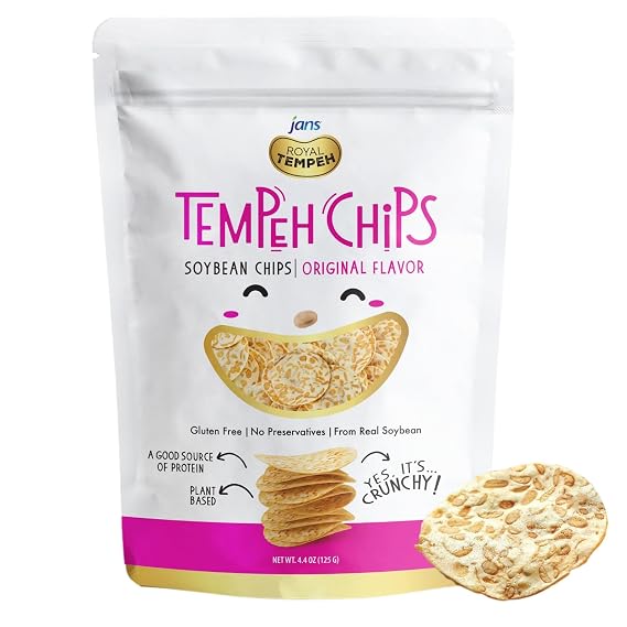 Jans Tempeh Chips, Original Flavor, 4.4 oz, Baked Vegan Soybean Snack