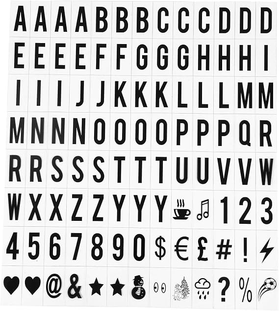 104Pcs Black Cinematic Lightbox Replacement Letters, Number Self Adhesive Sticker for Bulletin Board, Classrooms, Scrapbooking, Poster Board, Wall Vinyl Stick On Letter 65.4x35mm