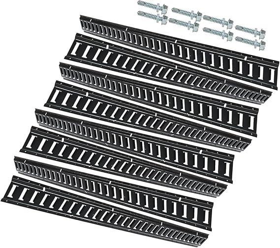 Silscvtt 8 PCS Powder Coat Black E Track Tie Down Rail Kit 5 Foot Heavy Loads Up to 2000 lbs for Garages Van Trailers Motorcycle Tie Downs