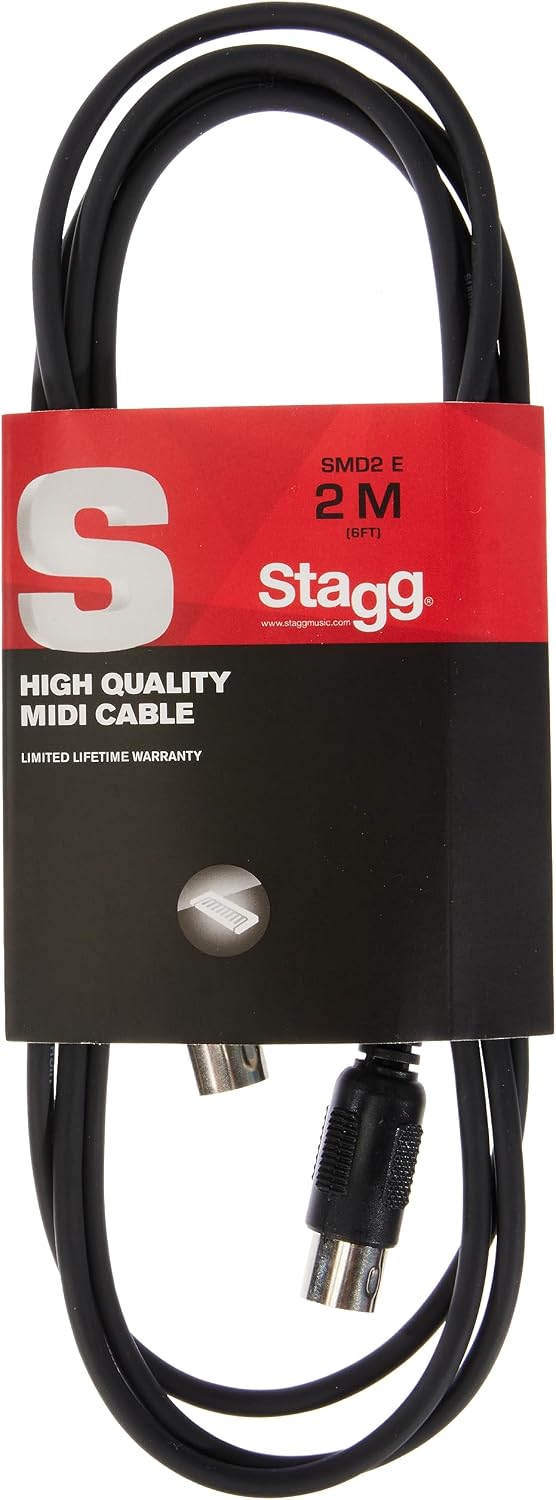 Stagg SMD2 E 2 m 5 Pin DIN Male Connector MIDI Cable