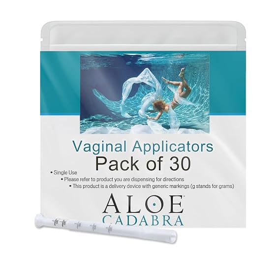 Aloe Cadabra Extra Disposable Vaginal Applicators, Individually Wrapped | Pack of 30, Single Use, Hygienic Design with Pre-Measured Dosage Markings & Threaded End for use with Lubricants & Creams