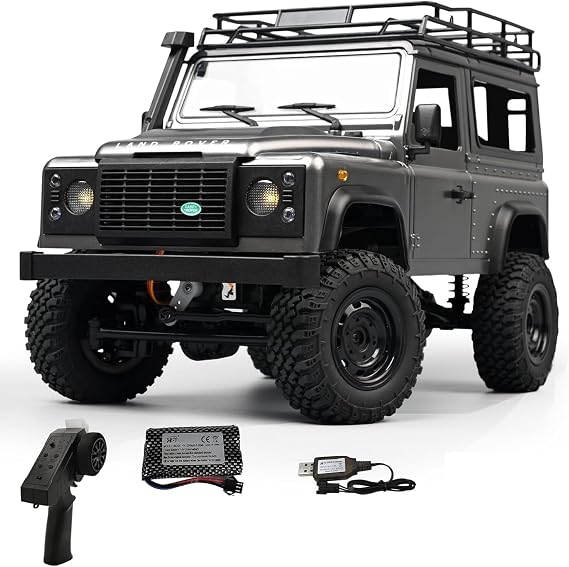 MN99S V2 1/12 Land Rover Defender 4WD RC Model Crawler Offroad Uzaktan Kumandalı Araba Truck RTR Lisanslı Gümüş+Dahili Işık Seti MN-99S V2