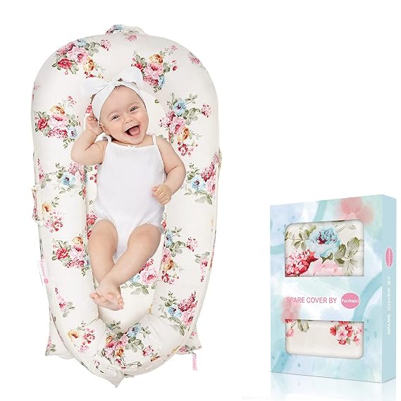 Baby Lounger Cover for Dockatot Deluxe  | 100% Cotton Hypoallergenic Newborn Premium Quality Spare CoverCover Only Rose