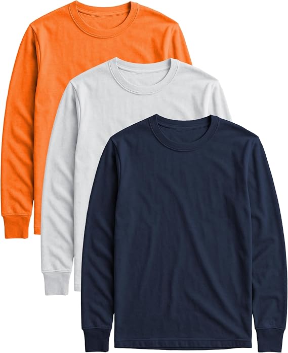 Andrew Scott Long Sleeve T-Shirt Pack | Ultra Soft 100% Cotton Color Crew Neck Tees | Multi Packs & Colors