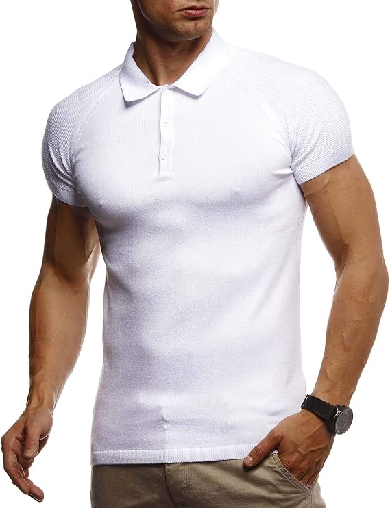 Leif Nelson Men's Summer t-Shirt Polo Shirt Slim fit fine Knit Cool Basic LN7310