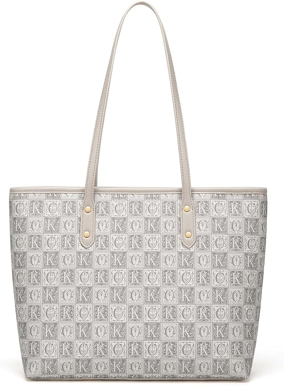 Large Work Tote Bag for Women, Leather Shoulder Bag with Zipper