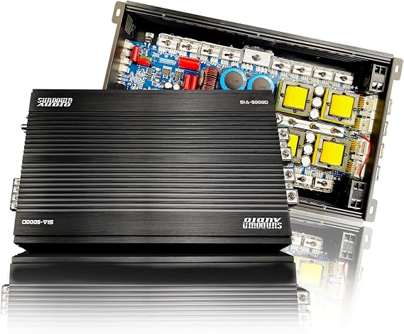 Sundown Audio SIA-5000D Monoblock Amplifier 5000W RMS 1 Smart Full-Bridge Car Amp with Variable HPF/LPF, Bass Boost, 3-Speed Cooling Fan & Wired Remote