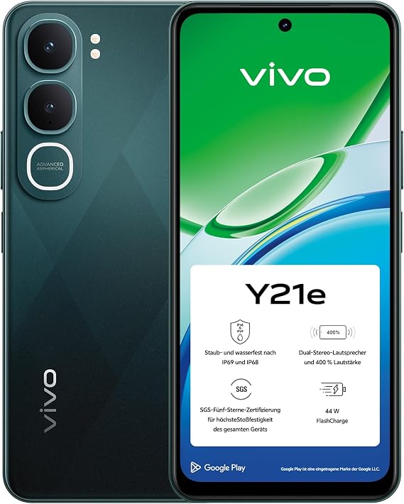 vivo Y21e Smartphone 4 GB + 128 GB IP69+ 44W FlashCharge Dual SIM