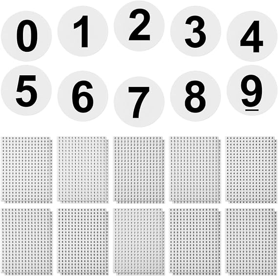 Baluue 6000pcs Small Number Stickers 0-9, Tiny Vinyl Number Labels | 10mm/0.4" Waterproof Stickers for Inventory Management, Classroom Organization, Storage Bins & DIY Crafts