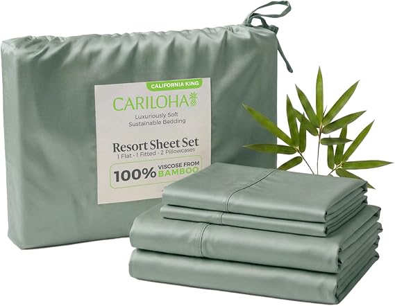 Cariloha Resort Sheet Set - Cooling Bamboo Viscose - Ocean Mist - Cal King