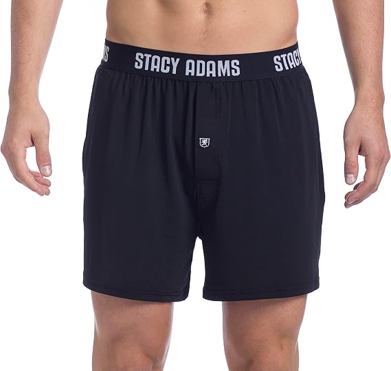 STACY ADAMS mens Stacy Adams Men's Boxer Shorts, Black, Large US