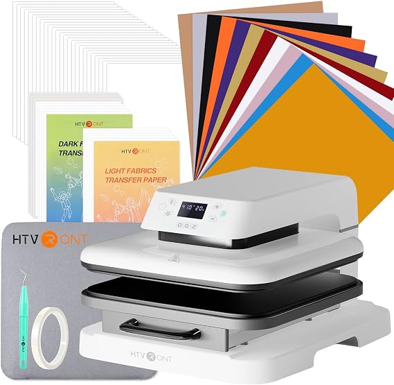 HTVRONT Auto Heat Press Machine with 52 Pcs Heat Press Accessories for Cricut Easy Press