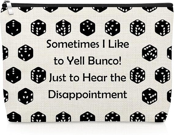 Bunco Gift Gambling Lover Makeup Bag Bunco Dice Game Fun Friends Night Gift for Women Game Gambling Lucky Accessory Pouch Cosmetic Bag Christmas Birthday Present for Gambler Travel Zipper