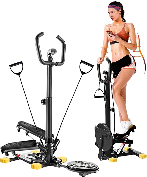 Wonderful Day Stair Steppers for Exercise at Home, Twist Stair Stepper Machine with Resistance Bands, LCD Monitor,300 lbs Loading Capacity