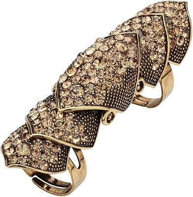 Szxc Womens Double Full Finger Armor Knuckle Long Adjustable Ring Halloween Party Accessories Costume Jewelry Gifts