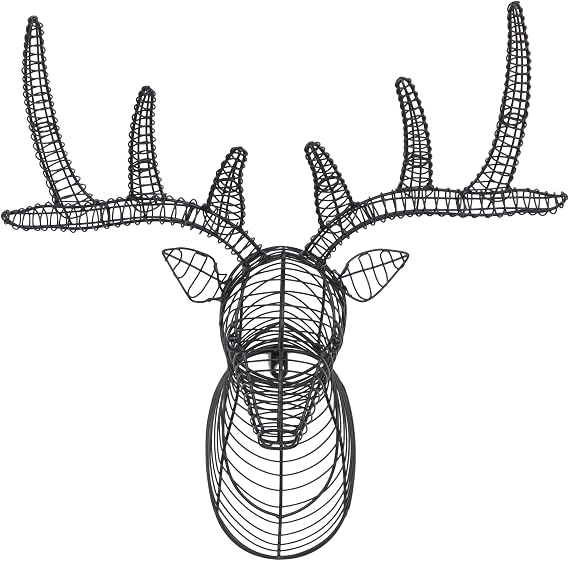 Deco 79 Metal Deer Home Wall Decor Head Wall Sculpture, Wall Art 22" x 9" x 24", Black