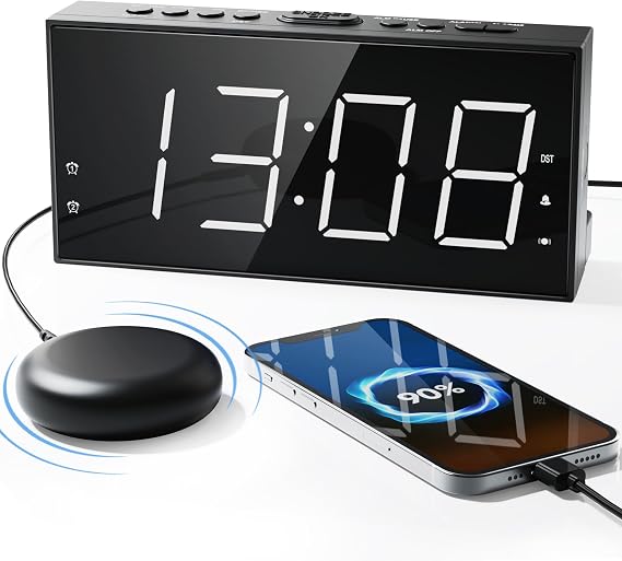 Alarm Clock for Heavy Sleepers with Bed Shaker, Vibrating Alarm Clock