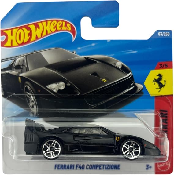 Hot Wheels Ferrari F40 Competizine [Black] 3/5, 63/250, 1:64 Scale Diecast Toy Vehicle