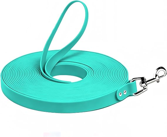 Waterproof Biothane Long Dog Leash 6-50FT Heavy Duty Dog Training Leash