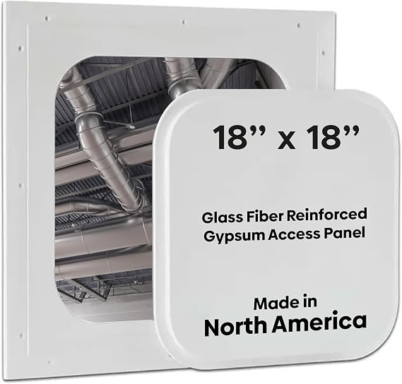 Best 18" x 18" Pop-Out Gypsum Access Panel Glass Fiber Reinforced Ceiling Access Door for Drywall, Radius Corners, Crack and Shrink Resistant, White Texturable Finish, BA-GRG-RC