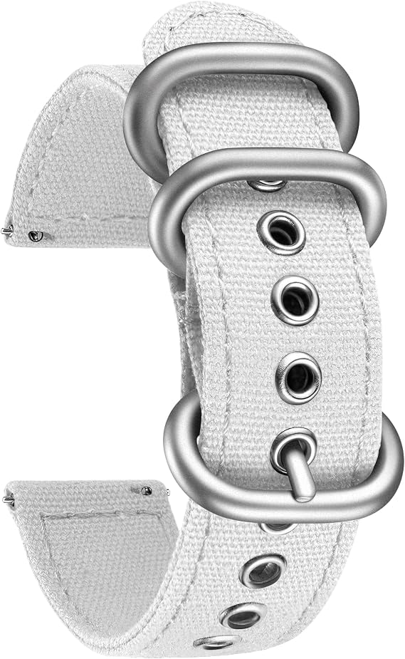 BINLUN Canvas Watch Bands Replacement Sail Cloth Cotton Fabric Watch Straps Soft Quick Release Watchbands in Black Khaki Army Green Blue with Black/Silver Buckle for Men Women 18/20/22/24mm
