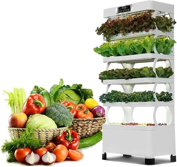 Hydroponics Growing System Tower Hydroponics Growing System Large, Garden Gift, White, with Sponges, 160Pcs Planting Baskets, Watering Can/1pc