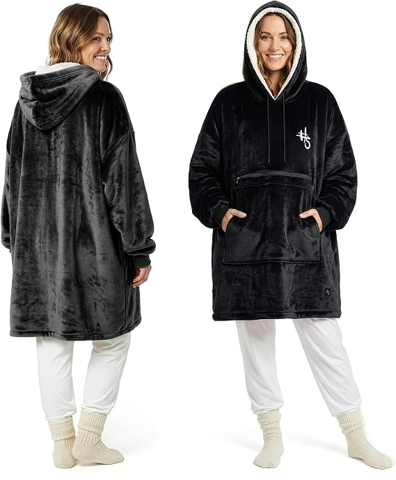 Oversized Wearable Blanket Hoodie for Women and Men, Hidden Pockets