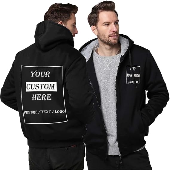 Custom Hoodie for Men Winter Personalized Sweatshirt Fleece Custom Jacket Design Your Own Customize Thicken Coat