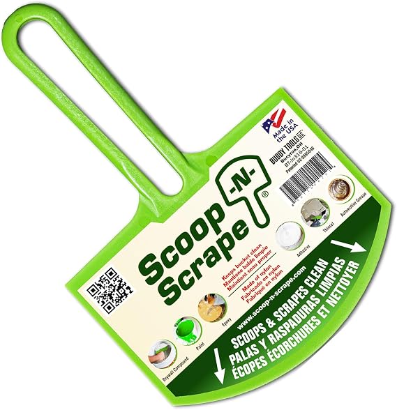 Buddy Tools Scoop-N-Scrape Bucket Scoop | Efficient Bucket Scoop for 5-Gallon Buckets - Curved Bucket Trowel - Heavy-Duty Nylon - Scrapes Clean