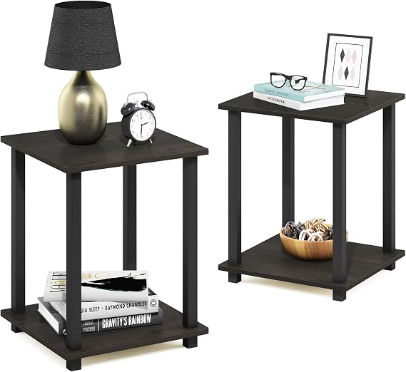 Furinno Simplistic Set of 2 Toolless Living Room Table Set, Espresso