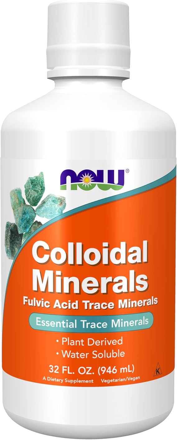 NOW Foods Supplements, Colloidal Minerals Liquid, Plant Derived, Essential Trace Minerals, 32-Ounce