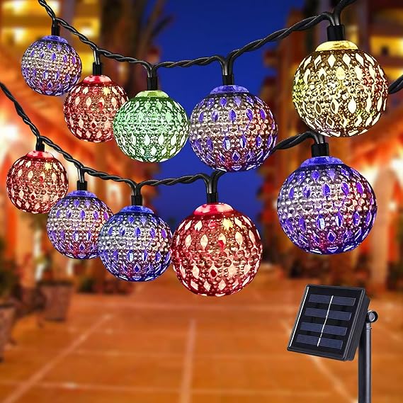 Solar String Lights Outdoor, 8 Modes 23ft 50LED Garden Lights Solar Fairy Lights Waterproof Lighting for Gazebo, Fence, Wall, Patio,Wedding,Christmas(Multicolor)