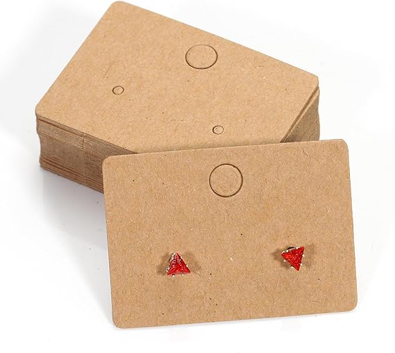 200 Pcs Earring Cards,Kraft Paper Earrings Tags Earring Card,Blank Paper Cards,1.77x1.26 Inches Earring Card Holder Set,Jewelry Display Cards for