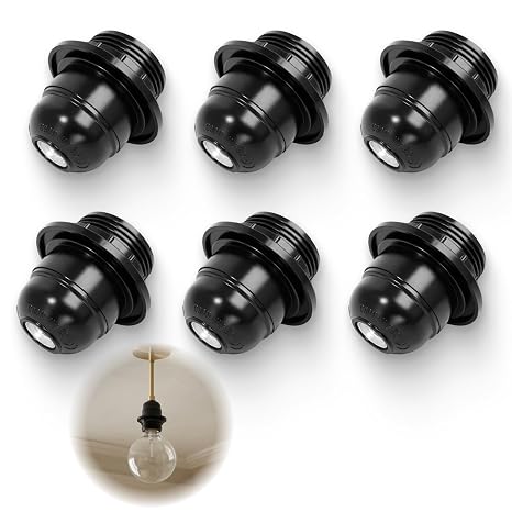 6 pieces E27 socket black lamp holder E27 robust lamp base E 27 with screw ring lamp holder E 27 for table lamp floor lamp and ceiling light vintage design for DIY lamp projects
