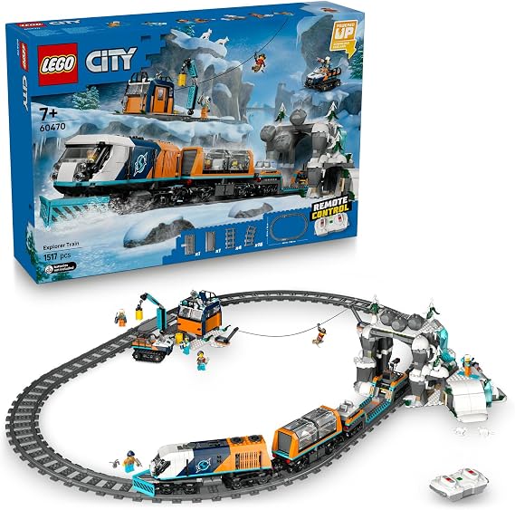 LEGO City Kaşiflerin Kuzey Kutbu Ekspres Treni 60470 | 7 Yaş ve Üzeri Çocuklar için 5 Kaşif Minifigürü İçeren Oyuncak Yapım Seti, Doğum Günü Hediyesi (1517 Parça)