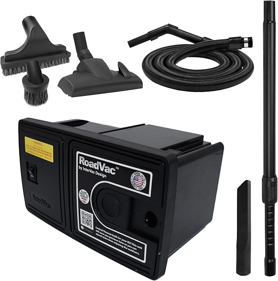 Z1-CS-8-CORD RV Central Vacuum System | Wall-Mounted Built-in Vacuum for RVs, Boats & Tiny Homes | Compact with 35' Stretch Hose & Tool Kit