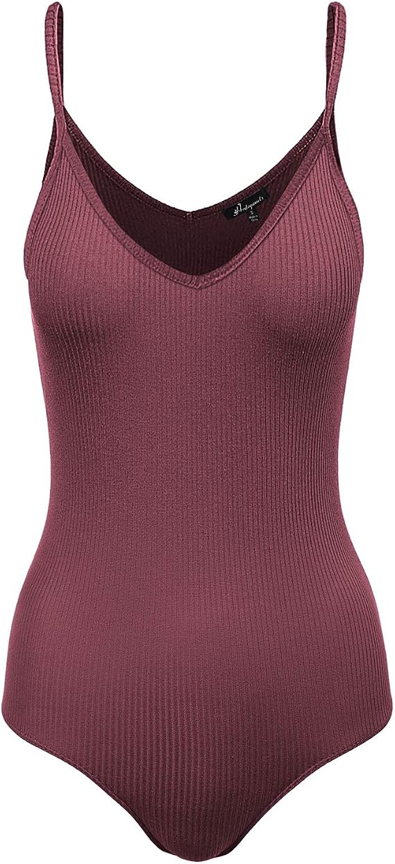 Women's Tank Top Bodysuits Sexy Ribbed Strappy V-Neck Sleeveless Jumpsuit