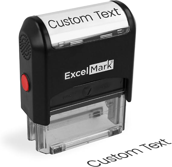 ExcelMark Custom One Line Stamp - Name Stamps Self Inking Personalized (Medium)