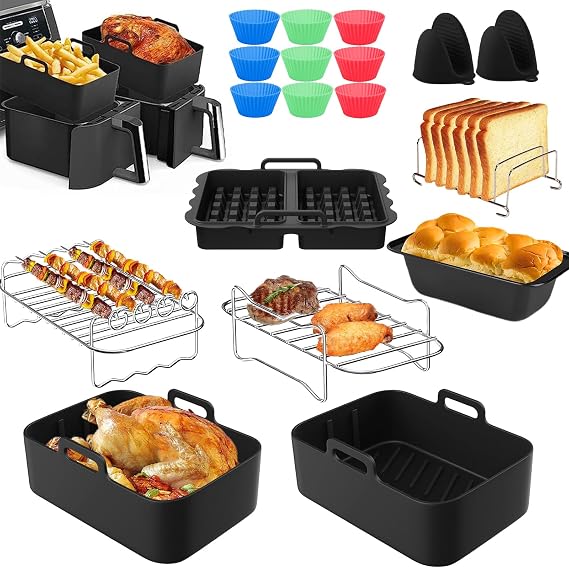 Ninja Hot Air Fryer Accessories Airfryer Accessories for Ninja Foodi Max Dual Zone Hot Air Fryer af400eu 9.5L and Other Dual Zone Air Fryer Airfryer Silicone Mould Silicone Insert