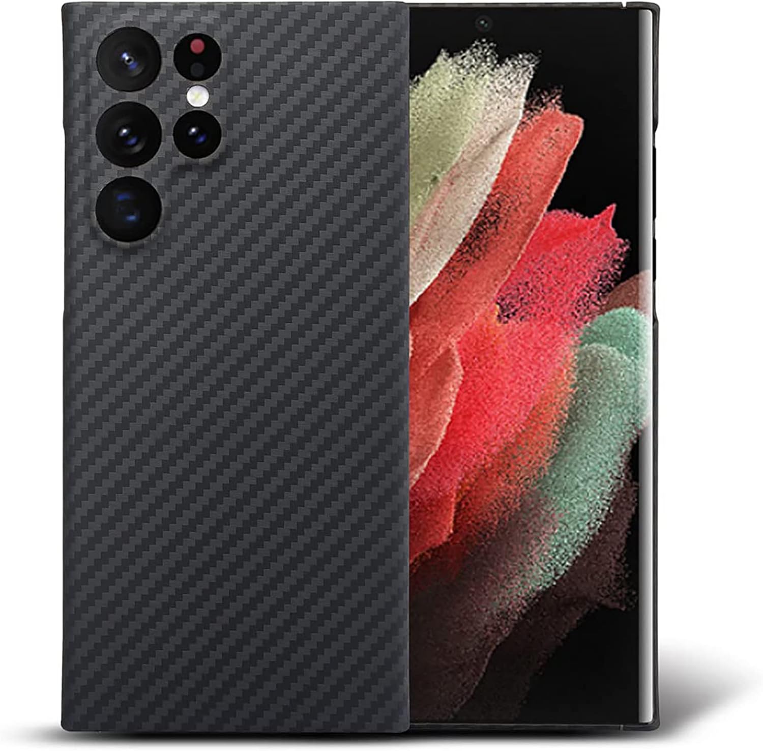 Aramid Fiber Case for Samsung Galaxy S23 Ultra 5G with Carbon Fiber Texture, Super Slim Protective Cover Skin, Soft Touch Sturdy Durable Case, Snap-on Back Cover Wireless Charging Friendly