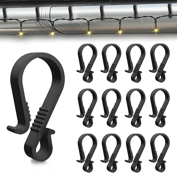 Dalugo Gutter Hooks for Outdoor Lights, 40 Pcs Black Plastic S Gutter Clips for Hanging Christmas Lights, Icicle Lights Outdoor, Christmas Tree Decorations